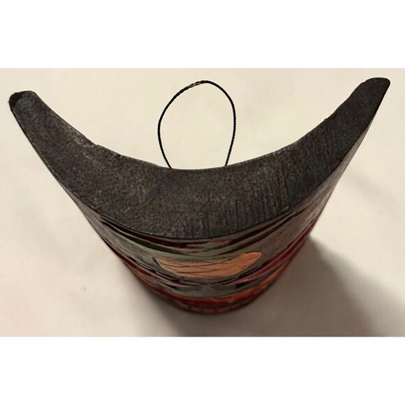 Tiki Mask with Pineapple Design, Hand Painted, Made in Indonesia, 9.75" tall - Picture 3 of 4